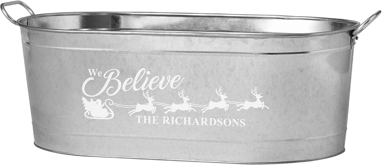 Let's Make Memories Personalized Beverage Tub - Custom Beverage Tub - Customize With Name & initial - Galvanized Drink Tub - 20 ¾"L x 11 ¾"W x 7" H - 5.5 Gallons