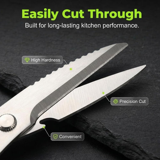 Multi-Purpose Kitchen Shears, 2026 Upgraded Heavy Duty Stainless Steel Kitchen Scissors, with Spring Loaded Handle, Stainless Steel Bone Cut Kitchen Scissors Poultry Shears (1)