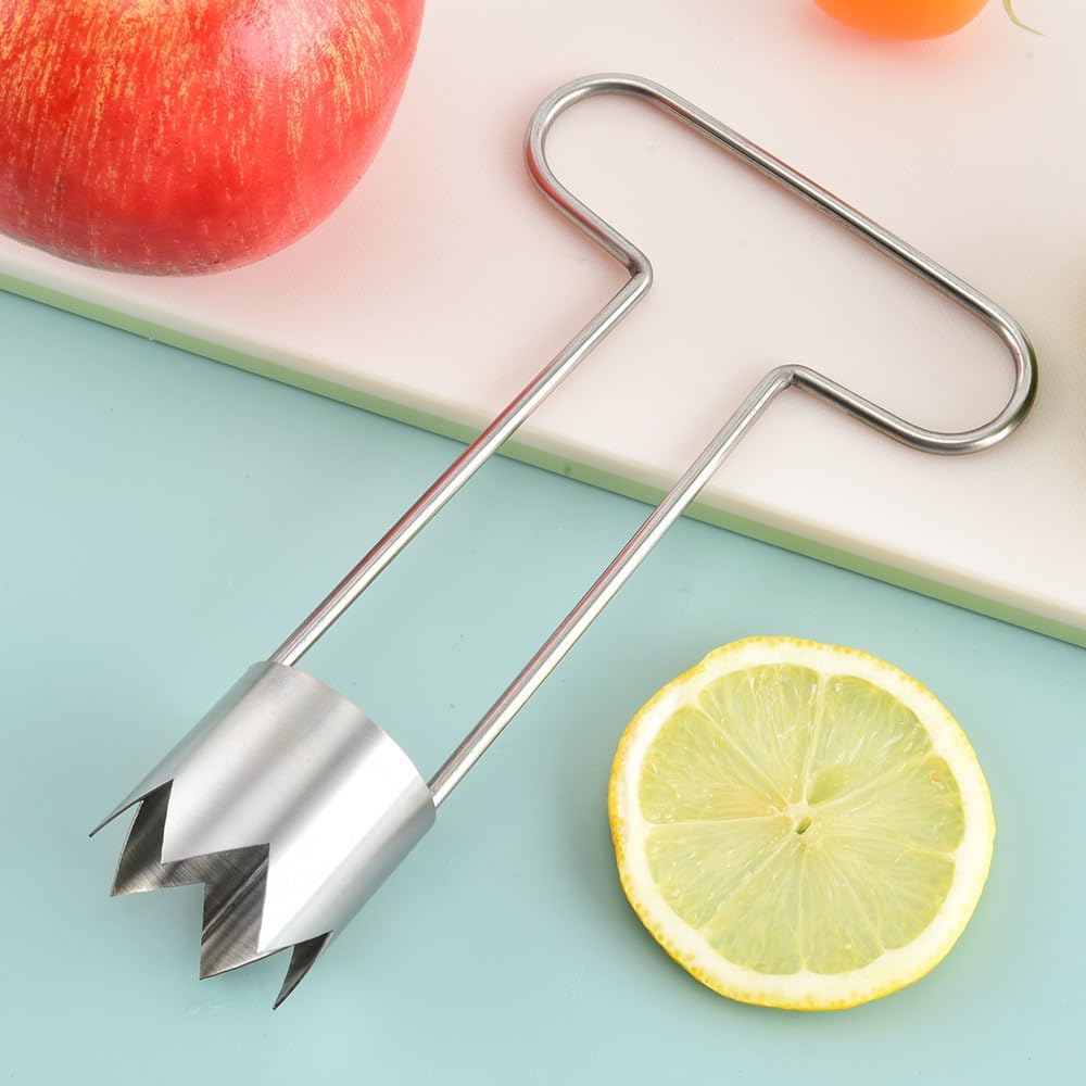 T-Handle Fruit & Vegetable Corer, Stainless Steel Apple, Tomato, Bell Pepper Core Remover, Easy Kitchen Tool for Quick Fruit & Vegetable Prep