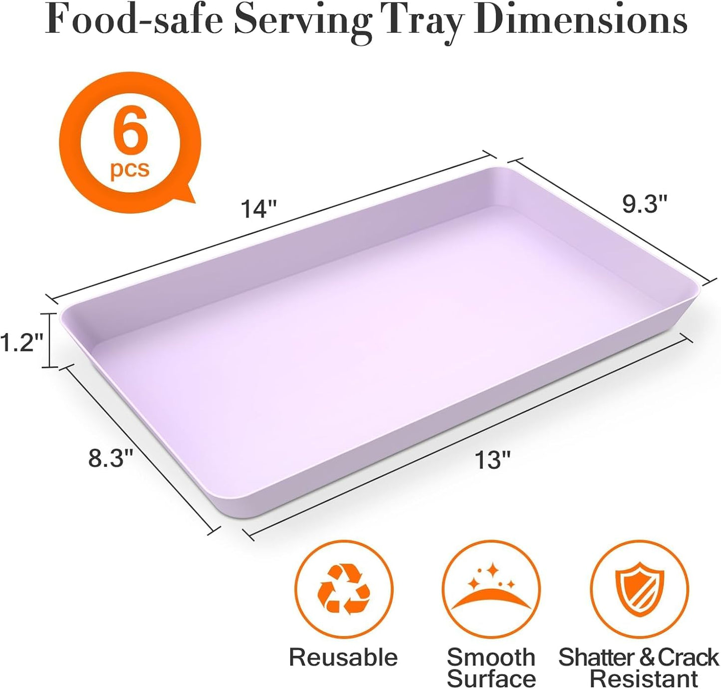 WOWBOX 4 pcs Serving Tray for Party, Grilling Accessories, Serving Platters for Snacks, Fruit, Reusable Plastic Trays for Serving Food and Pantry Organization in Kitchen & for Mothers Day Parties