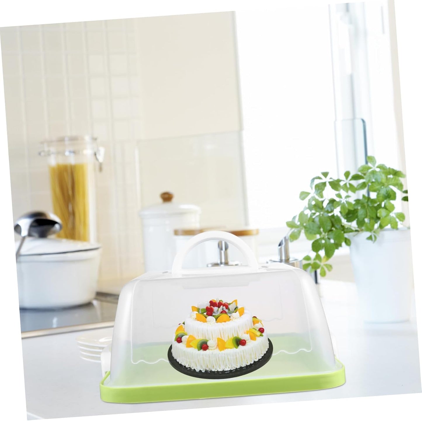 Square Cake Carrier Cover Portable Cake Carrier Cake Storage Box Handle Blue 8 Inch