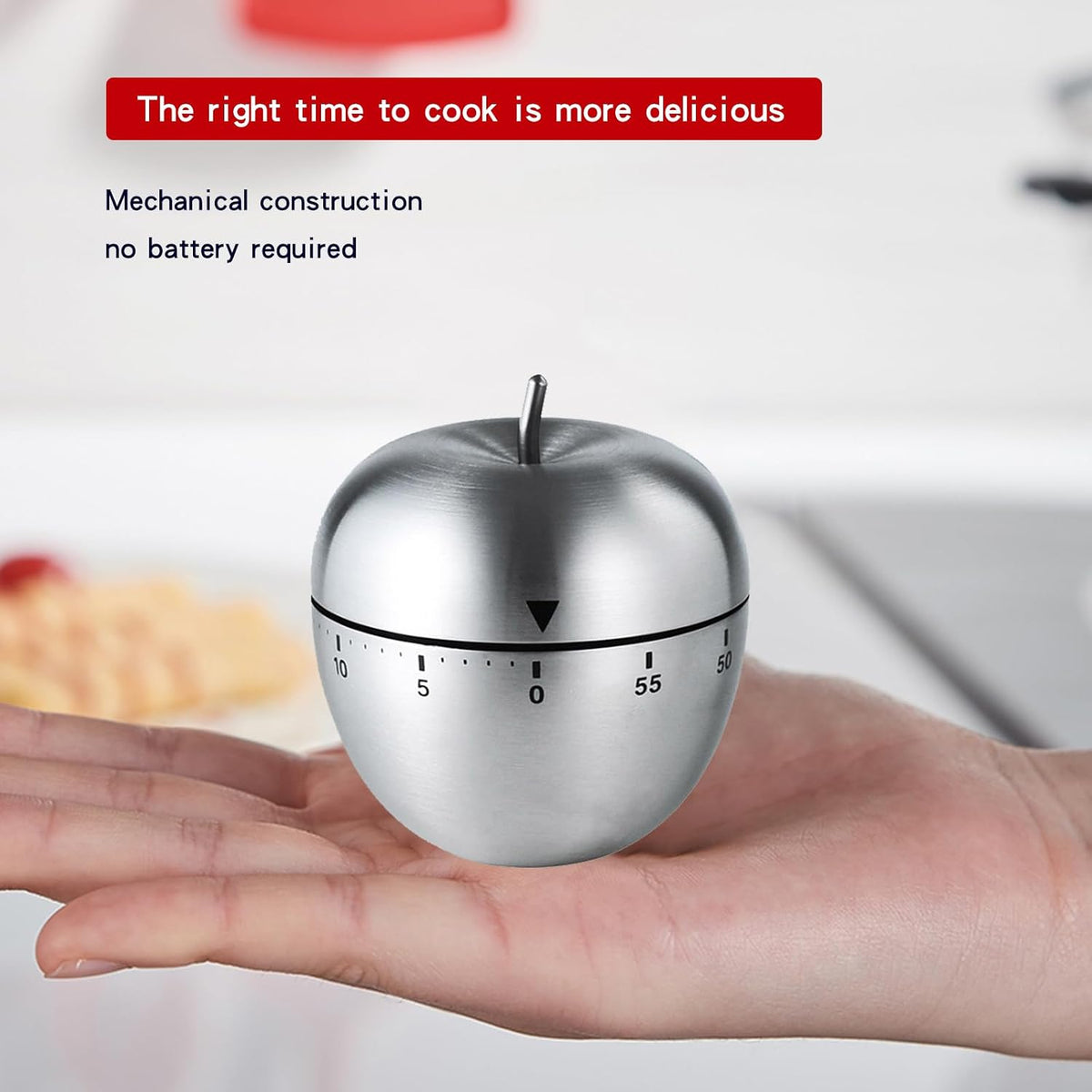 Cute Egg Shape Kitchen Timer, 60 Minute Mechanical Countdown Timer, Wind Up Cooking Timer with Loud Alarm, No Battery Needed, Visual Timer for Kids Classroom Baking and Home Use
