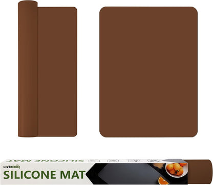 Silicone Mat for Kitchen Counter, Silicone Mat Trimable to Size (Black, 15.7×11.8inch-2pcs), BPA-Free Silicone Placemat, Heat-Resistant NonSlip Table Mat for Air Fryer, Countertop Protector Mat