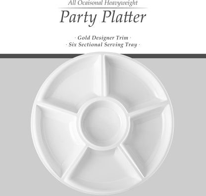 Plasticpro 6 Sectional Round Plastic Serving Tray/Platter (4, Clear)