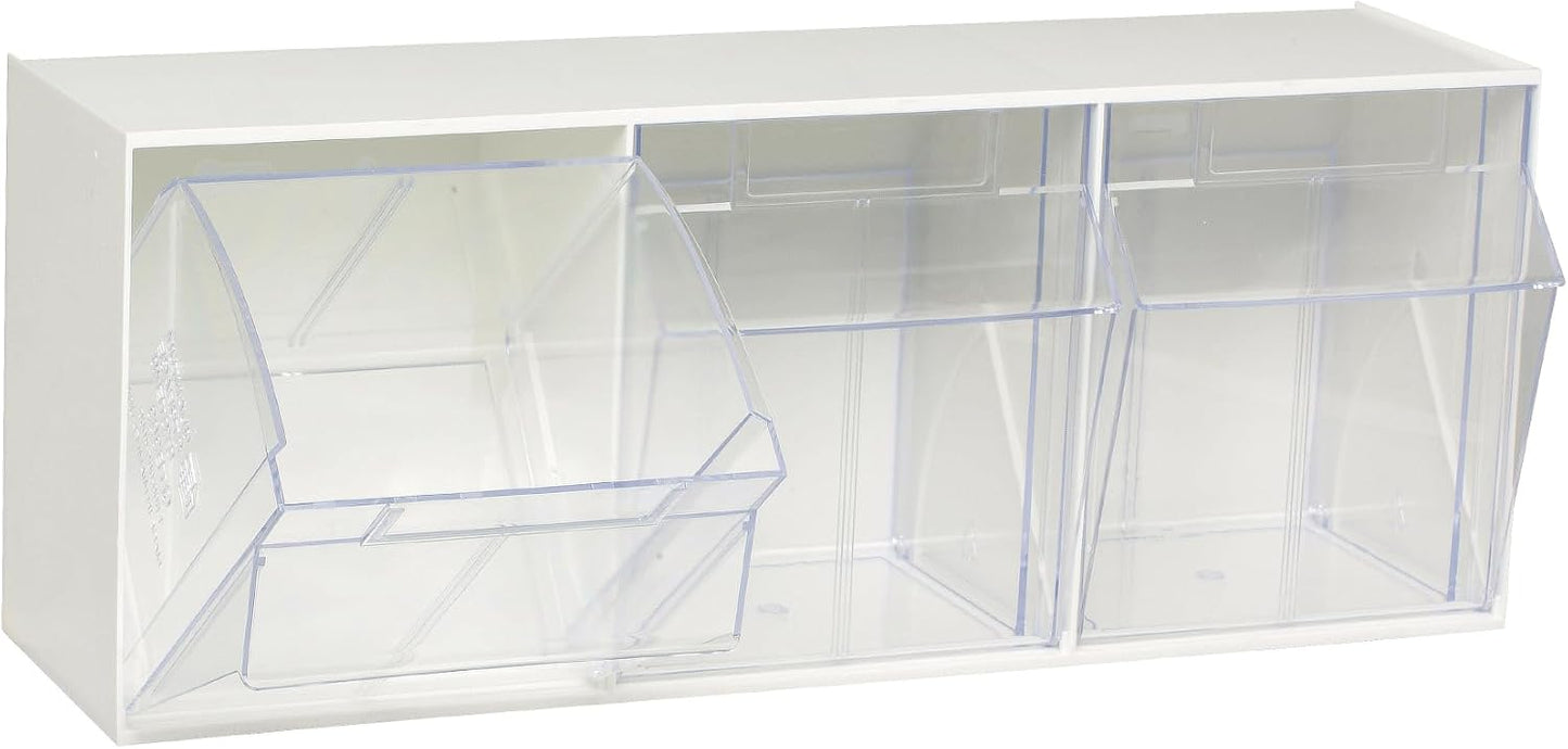 Quantum Storage Systems QTB302WT 2 Drawers Tip Out Cabinet Part Organizer White 14" H x 24" W x 12" D
