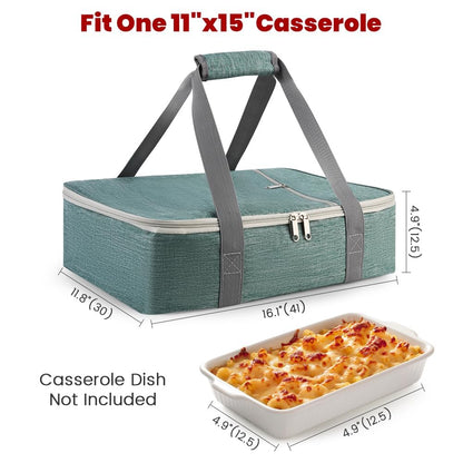 Bodaon Insulated Casserole Carrier Bag, Fits 9x13 and 11x15 Inch Baking Dish with Lid, Casserole Carriers for Hot or Cold Food for Transport, Thermal Lasagna Potluck Warmer Travel Tote, Black