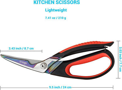 LIVINGO Heavy Duty Kitchen Shears - Titanium Coated Hot Forged Sharp Multipurpose Stainless Steel Utility Shears for Household Culinary Food Cutting Chicken Meat Cooking, Dishwasher Safe, 9.5 Inch