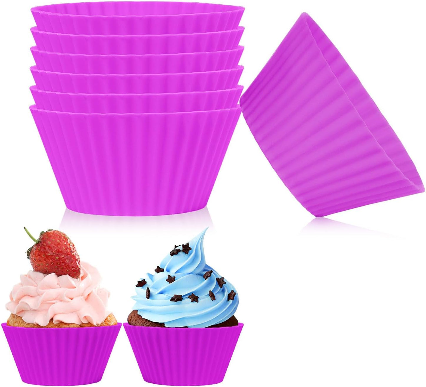 6 pack Silicone Baking Cups, Reusable Muffin Liners Non-Stick Cup, Cake Molds Set,Cupcake Silicone Liner Cupcake Holder,Bpa Free (navy blue)