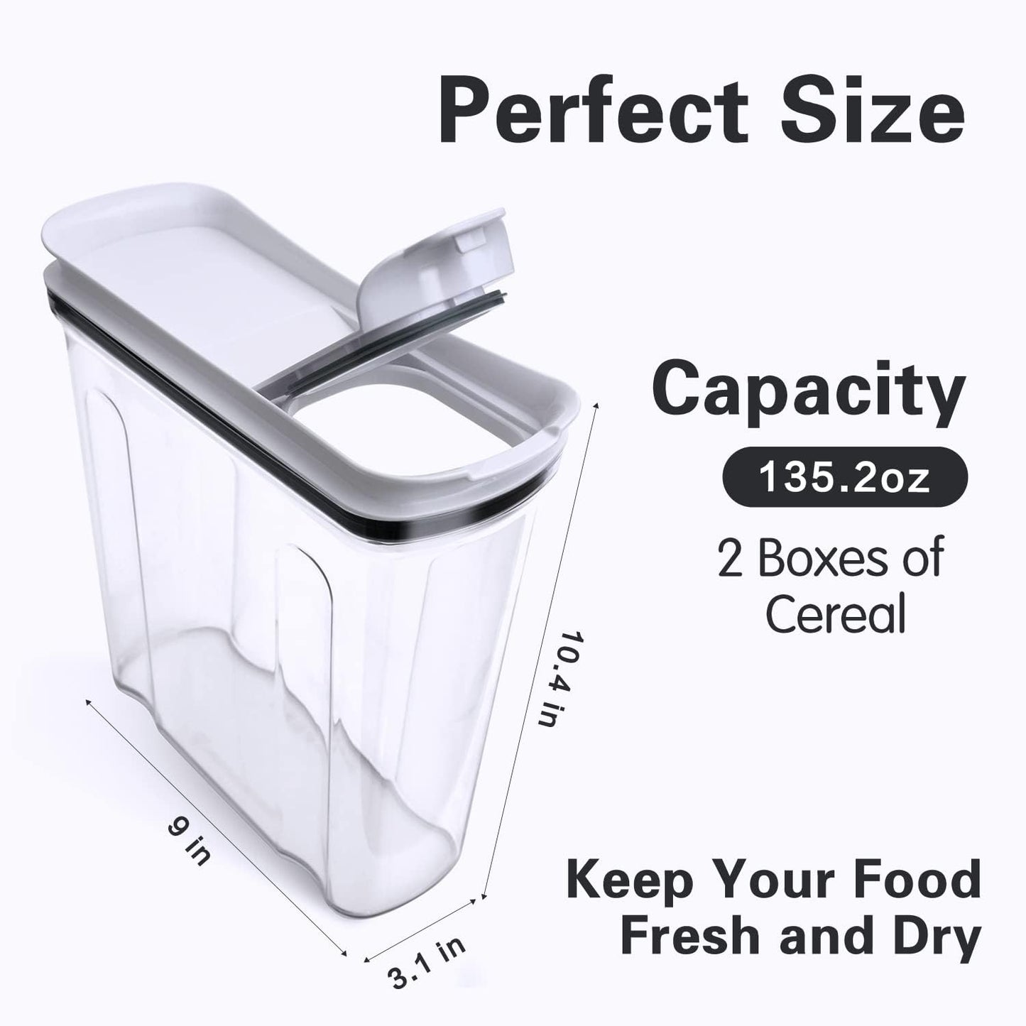 Food Dispenser Set, Airtight Food Storage Container with Lid 1.5L,2PCS BPA-FREE Plastic Pantry Organization Canisters for Nuts Quinoa Coffee and More Dry Food in Kitchen