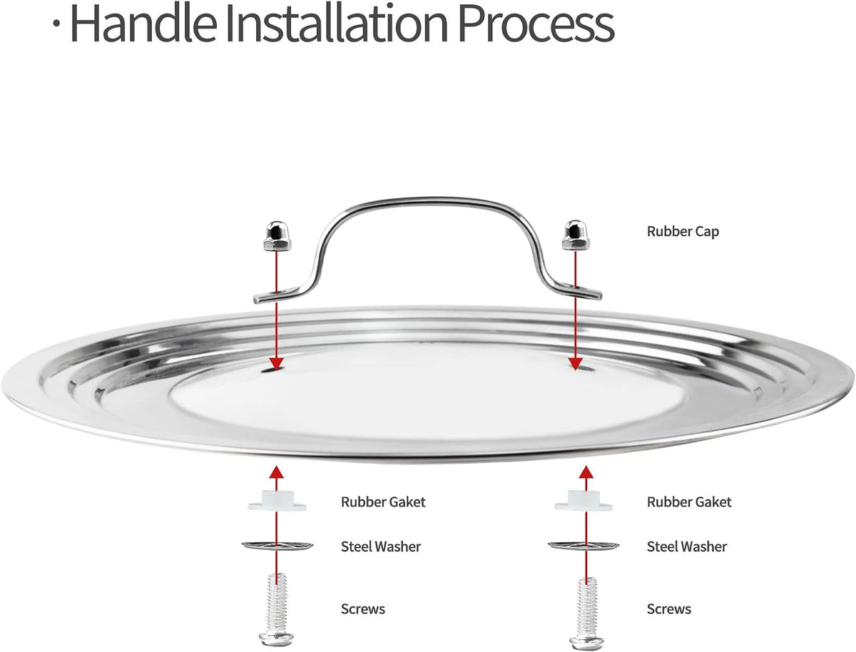 Stainless Steel Universal Lid for Pots, Pans and Skillets-Fits 7" to 12" Replacement Frying Pan Cover and Cast Iron Skillet Lid