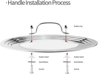Stainless Steel Universal Lid for Pots, Pans and Skillets-Fits 7" to 12" Replacement Frying Pan Cover and Cast Iron Skillet Lid