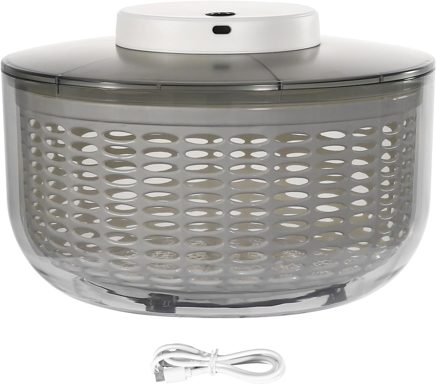 Electric Salad Spinner 6.34 Quart, USB Rechargeable Automatic Lettuce Spinner with One-Button Start, Large Capacity Vegetable Washer and Dryer for Kitchen, Salad Greens, Fruits, Herbs