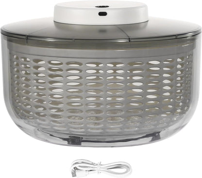 Electric Salad Spinner 6.34 Quart, USB Rechargeable Automatic Lettuce Spinner with One-Button Start, Large Capacity Vegetable Washer and Dryer for Kitchen, Salad Greens, Fruits, Herbs