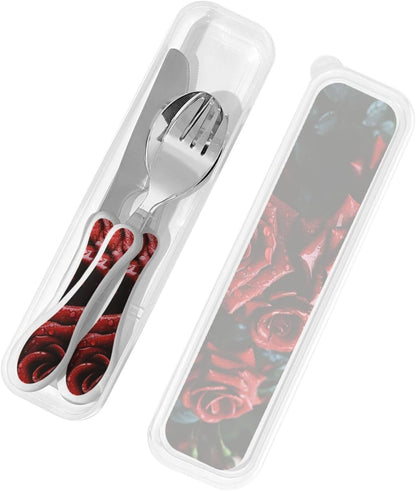 3-Piece Kids Silverware Set With Storage Case, Stainless Steel Reusable Children Safe Knife Spoon Fork Set Samurai Children Flatware Set For Kids Lunch Box