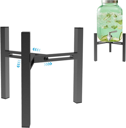 Adjustable Metal Drink Dispenser Stand Holder for 1-1.5 Gallon, Stable Beverage-Dispenser Stand for Indoor Outdoor (Without Drink Dispensers) (Midnight Black)