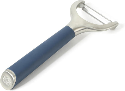 Calphalon Prime Straight Vegetable Peeler, Stainless Steel Peeler with Swivel Blade for Fruits & Vegetables, Weighted Handle for Control, Weighted Handle for Control