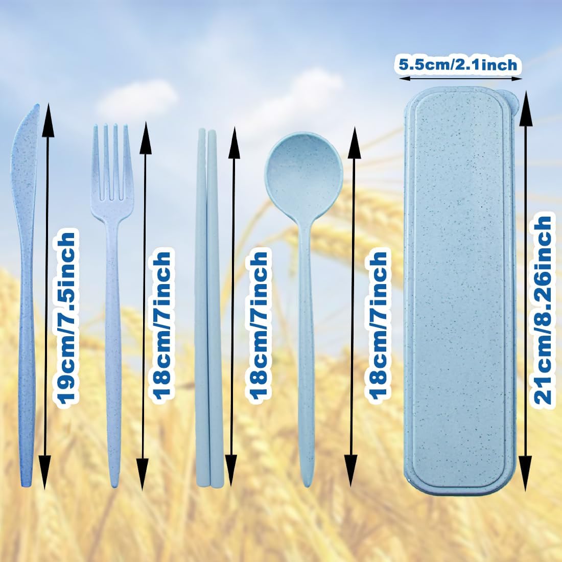 ELANE 4 Sets Reusable Travel Utensils Set with Case,Camping Cutlery Set Reusable Cutlery Set with Case,Utensil Sets for Lunch Picnic Daily Use Outdoor