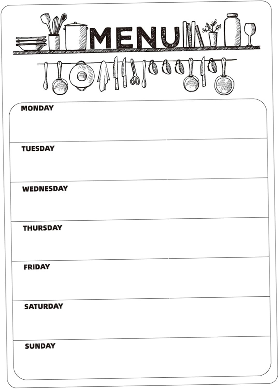 Magnetic Weekly Planner for Fridge 16.5x11.7 Inch Dry Erase Meal Planner Board Reusable Menu Board for Kitchen Office Notes or Daily Reminders