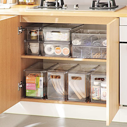 Abiudeng 2 Pack Stackable Refrigerator Organizer Bins with Pull-out Drawer, Drawable Clear Fridge Drawer Organizer with Handle, Plastic Kitchen Pantry Storage Containers