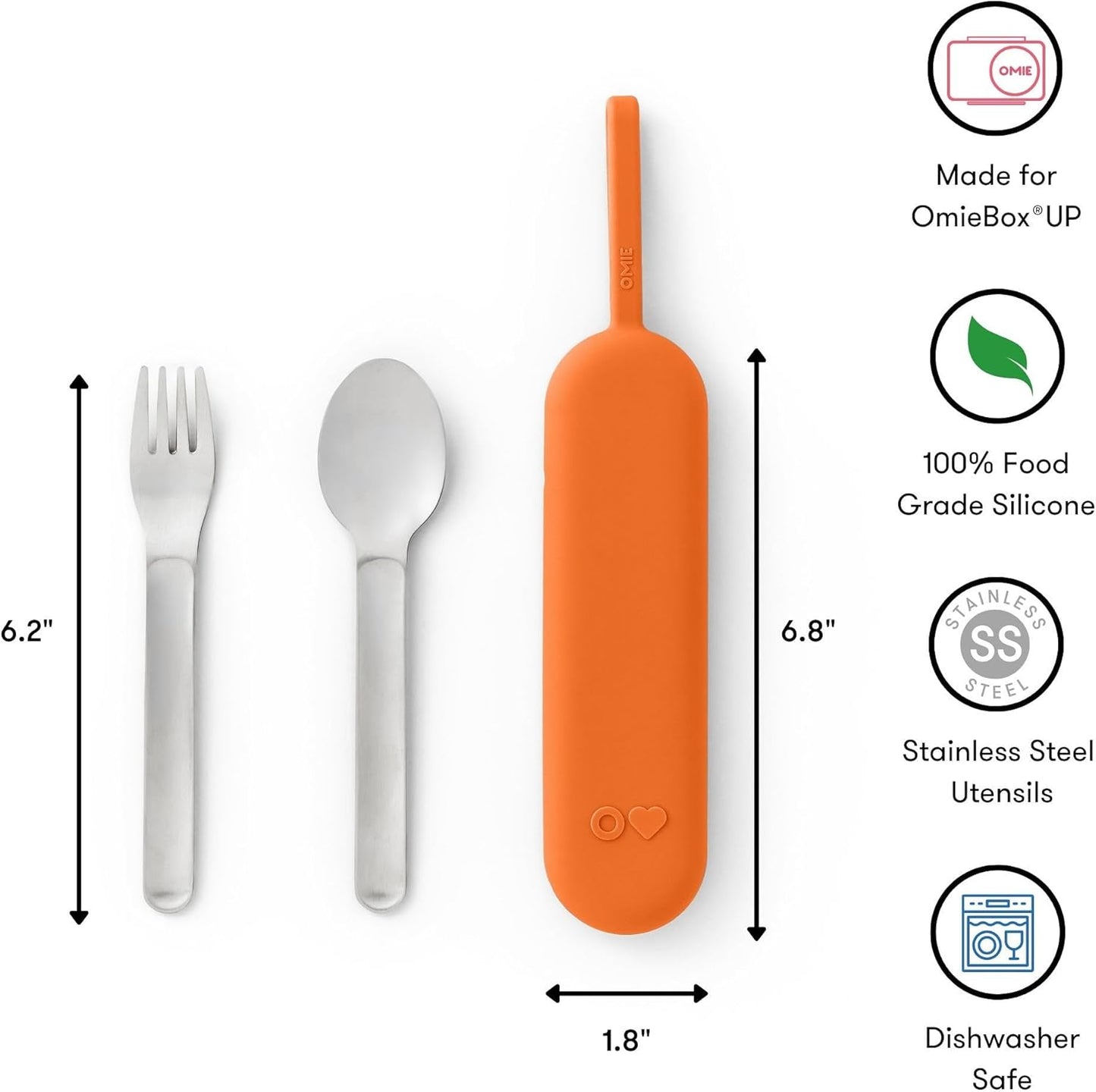 Omie OmieBox Kids Utensils Set with Case - 2 Piece Plastic, Reusable Fork and Spoon Silverware with Pod for Kids (Mint Green)