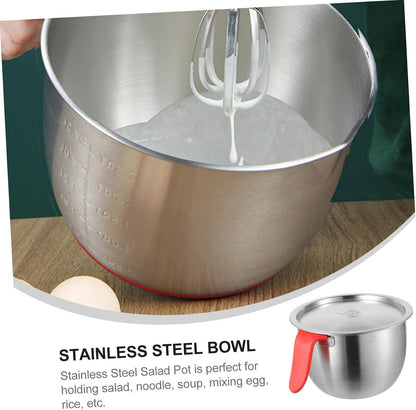 LIFKOME 1Set Large Stainless Steel Mixing Bowl with Lid and Handle Multi-functional Egg Beating Container for Salad Noodles and Soups Metal Mixing Bowls for Kitchen Use