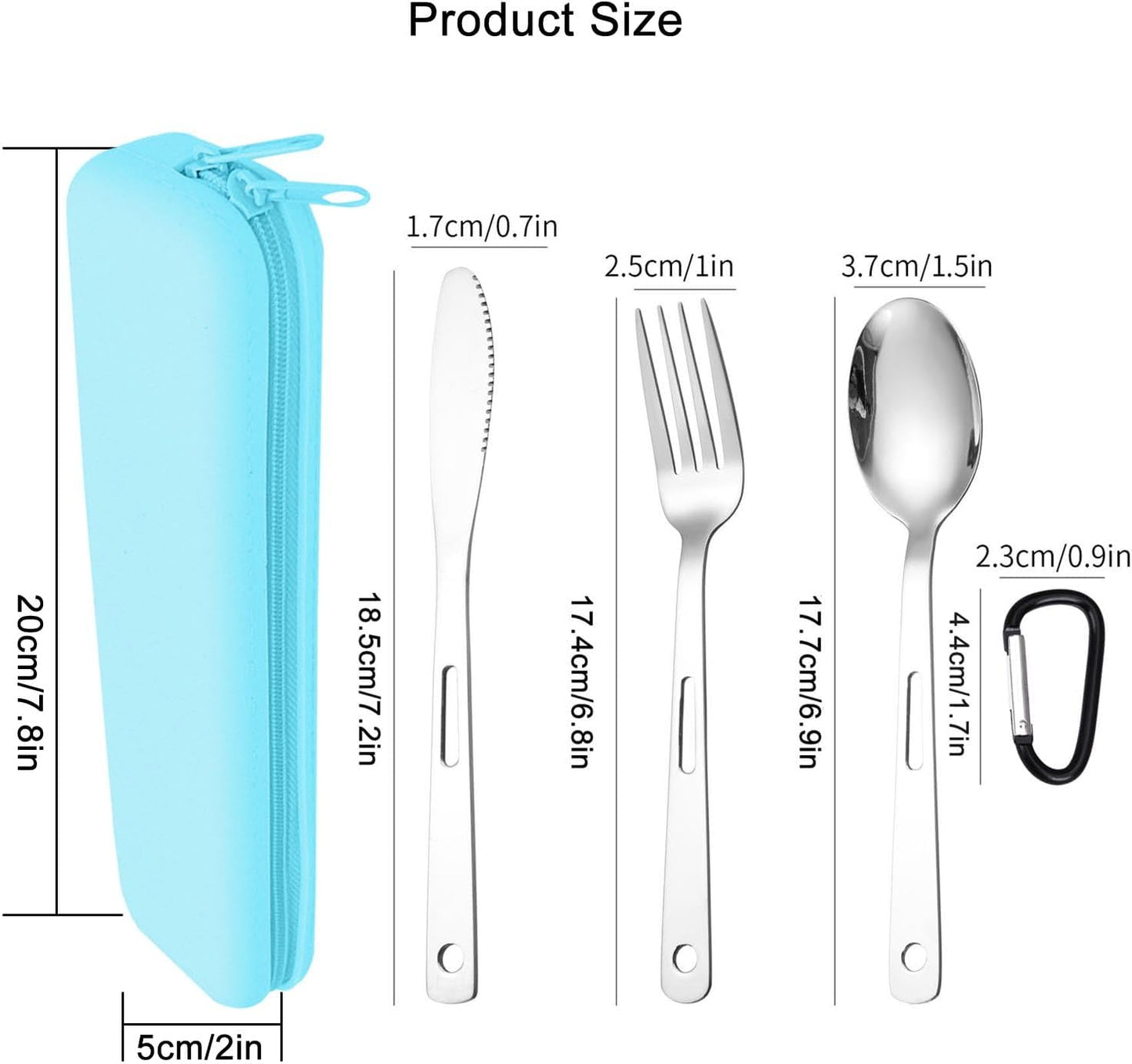 Travel Utensils Set with Silicone Case, Stainless Steel Silverware Set for Work Lunch Camping Picnic, Portable Cutlery Set on the Go, Easy to Clean (Grey)