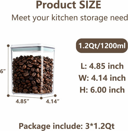 Pop Food Storage Containers Set Large Airtight Food Storage Containers with Pop Lids, Kitchen Pantry Organization and Storage, Cereal, Rice, Flour, Pasta & Snack Container, BPA Free, 2 x 2.8Qt