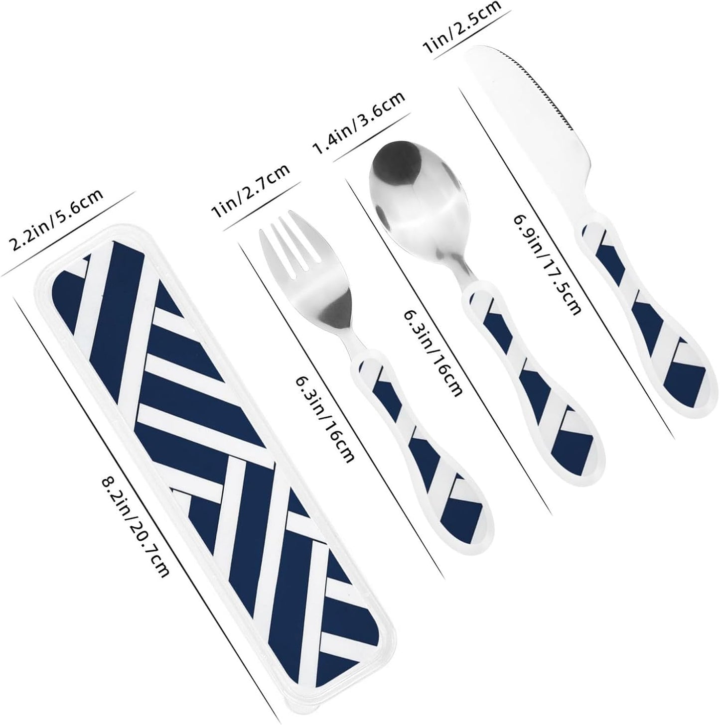 3-Piece Kids Silverware Set With Storage Case, Stainless Steel Reusable Children Safe Knife Spoon Fork Set Blue Active Girl Running Sunset Children Flatware Set For Kids Lunch Box - Colors C