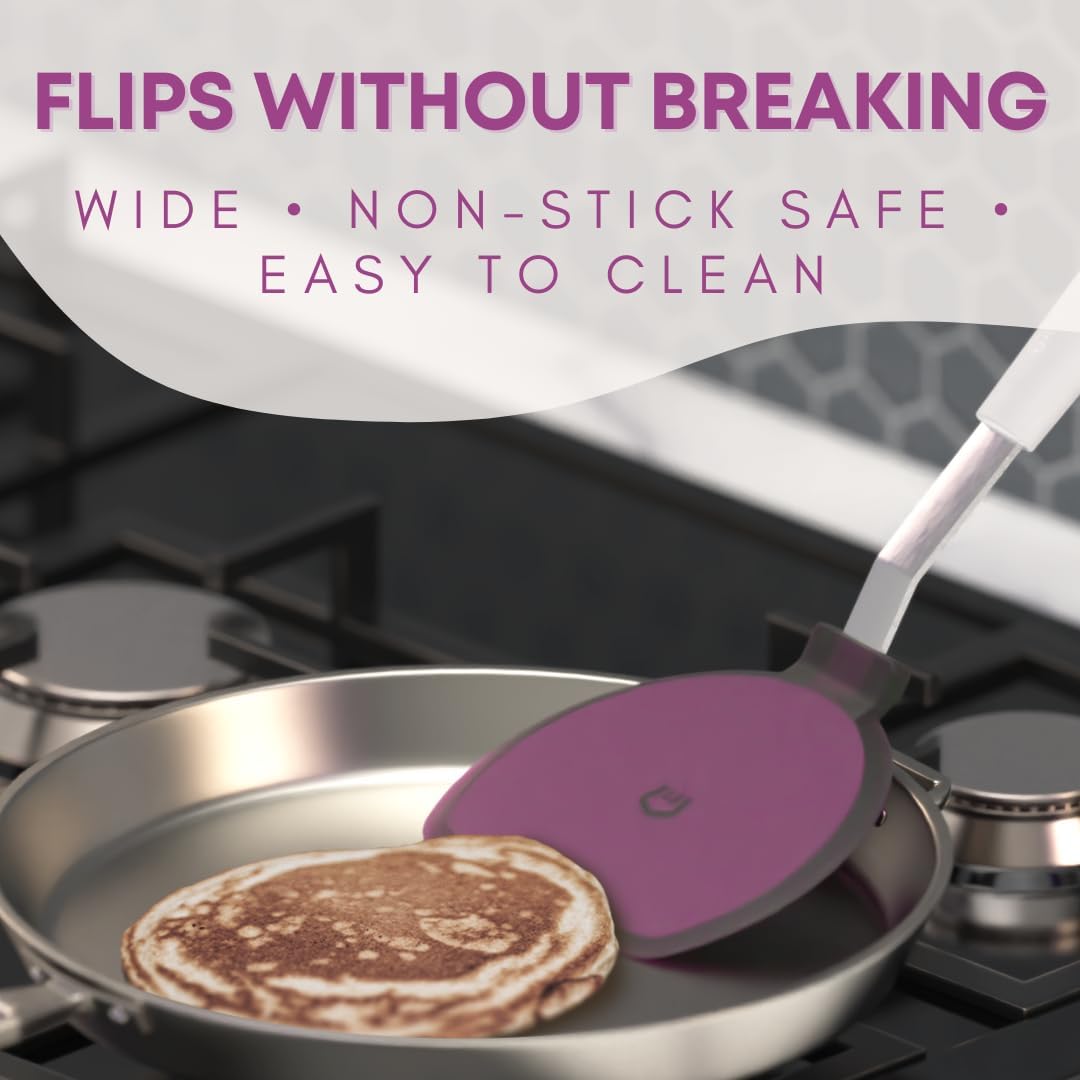 Wide Pancake Spatula Flipper, Silicone Turner for Griddle & Nonstick Pans