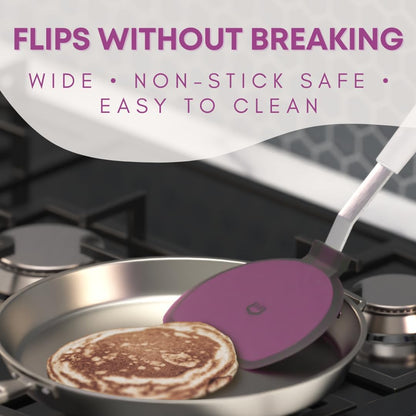 Wide Pancake Spatula Flipper, Silicone Turner for Griddle & Nonstick Pans