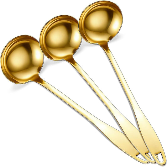 Gold Soup Ladle Stainless Steel Serving Spoon with Handle, 11.6 Inch