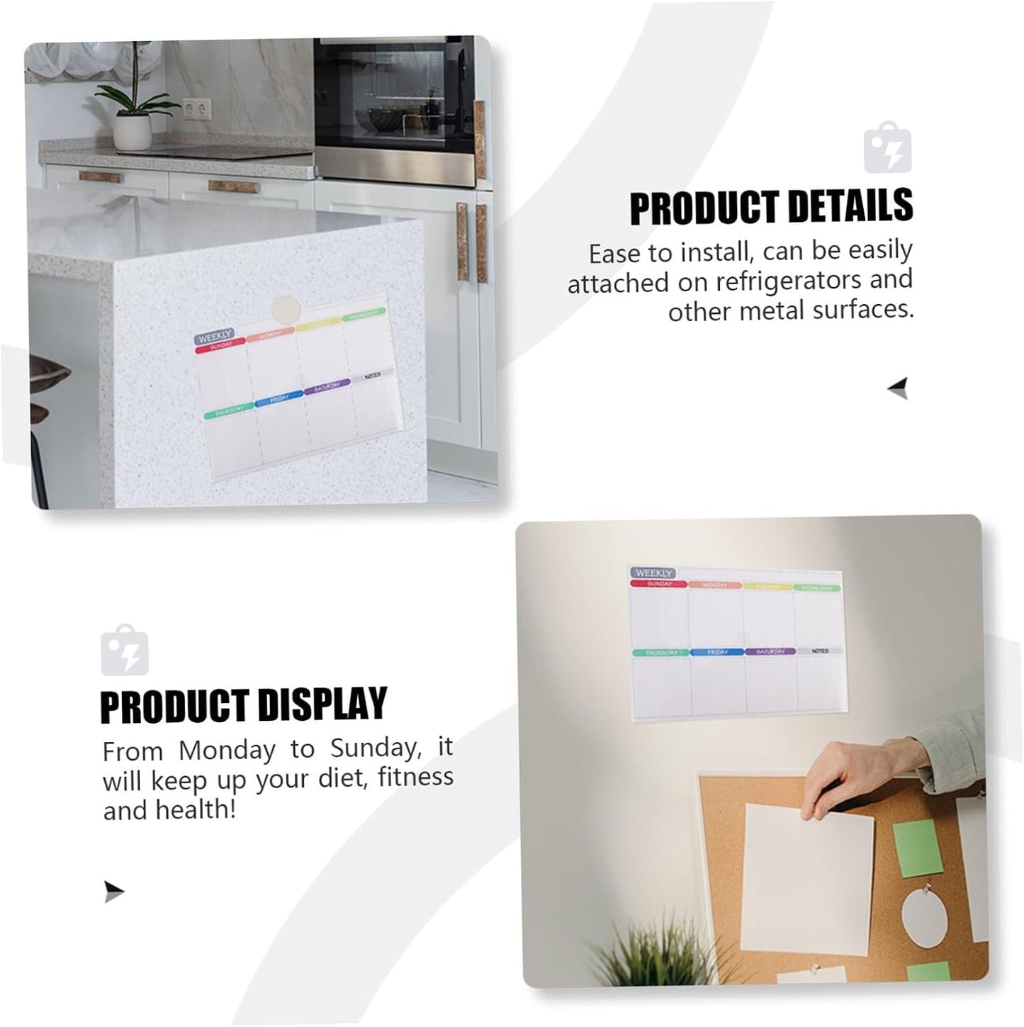 Holibanna 1set Magnetic Fridge Note Board Dry Erase Weekly Meal Planner Schedule Sticker for Organization Reusable Stain for Healthy Meal Tracking and Grocery Lists