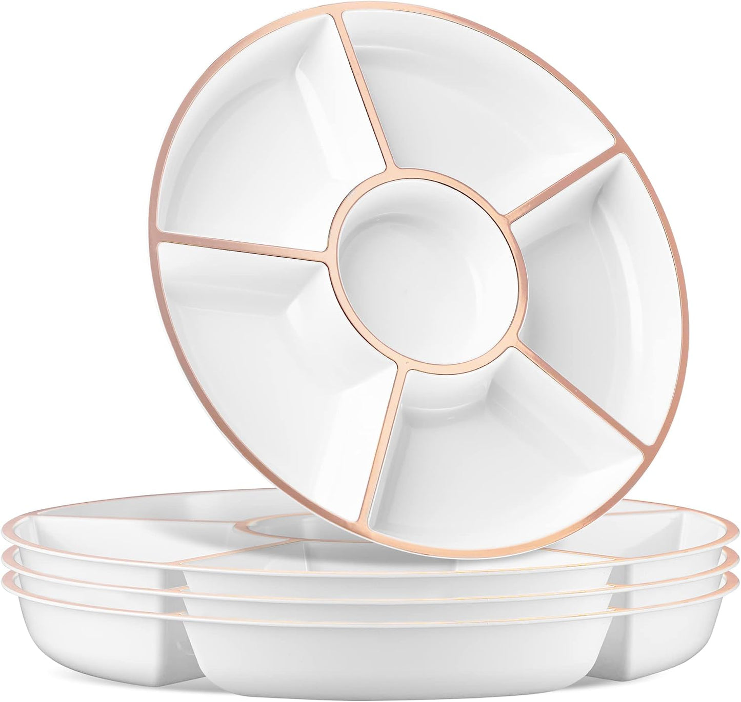 Plasticpro 6 Sectional Round Plastic Serving Tray/Platter (4, Clear)