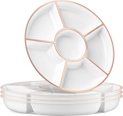 Plasticpro 6 Sectional Round Plastic Serving Tray/Platter (4, Clear)
