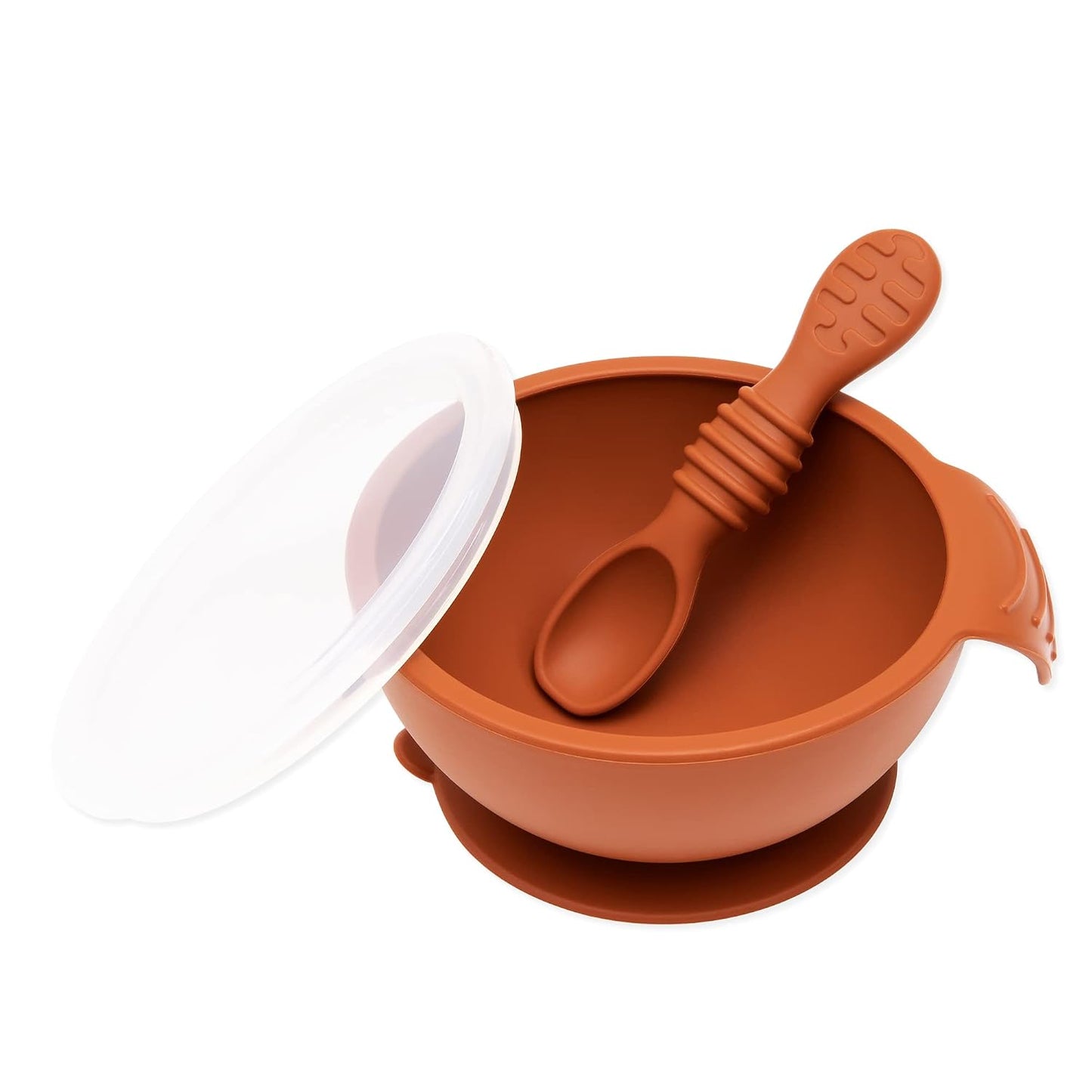 Bumkins Baby Bowl, Silicone Feeding Set with Suction for Baby and Toddler, Includes Spoon and Lid, First Feeding Set, Training Essentials for Baby Led Weaning for Babies 4 Months Up, Sage