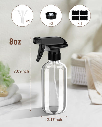 Bontip Glass Spray Bottle 16 oz for Cleaning, Plants (2 Pack, Amber)