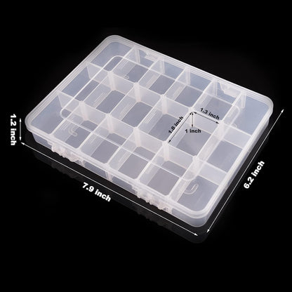 Exptolii 15 Large Grids Plastic Organizer Box with Dividers, 2 Pack Clear Compartment Container Storage for Washi Tapes Beads Crafts Jewelry Fishing Tackles, Size 11 x 6.3 x 2.2 in