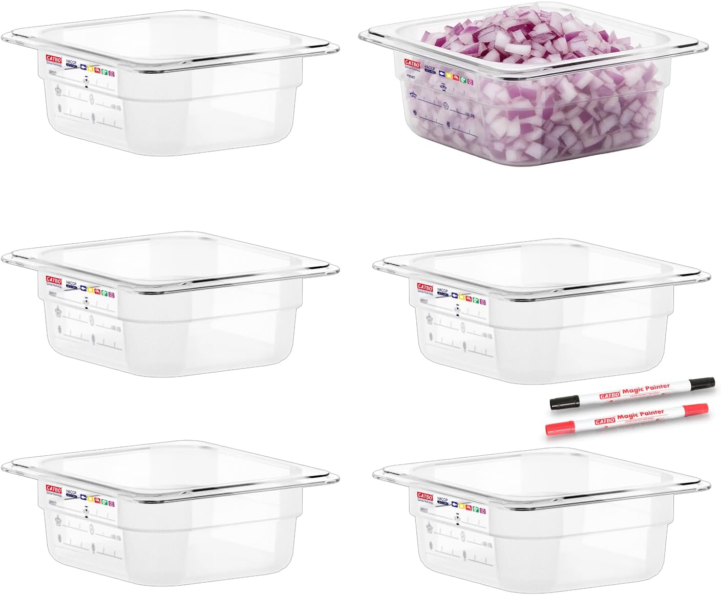 6-Pack Clear Polycarbonate Handled Lids for 1/6 Size NSF Food Pans