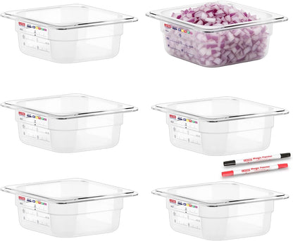 6-Pack Clear Polycarbonate Handled Lids for 1/6 Size NSF Food Pans