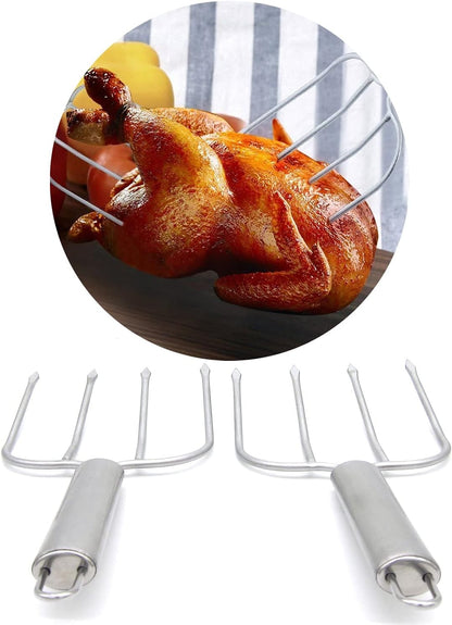 Turkey Lifter Forks Set of 2 Stainless Steel Turkey Lifters with Non-Slip Handle Turkey and Poultry Lifters Turkey Claws Carving Fork