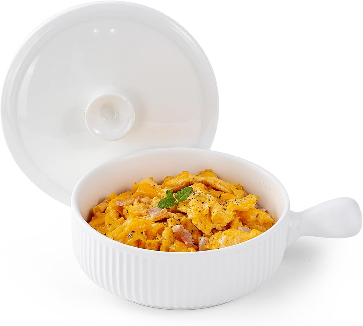 EliteVibe Ceramic Microwave Egg Cooker, Scrambled Egg Maker, White