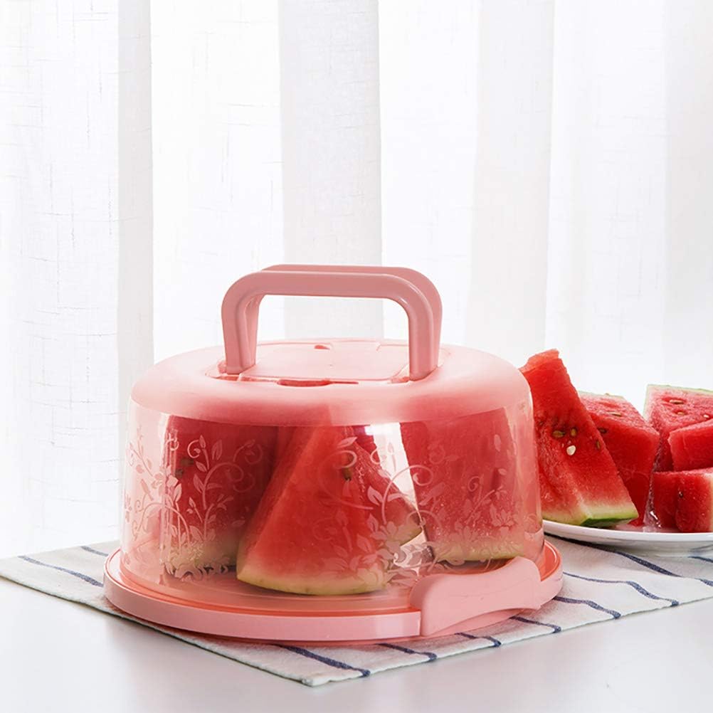 HEEPDD Pink Portable Cake Carrier with Handle and Lid, 8 Inch Cake Container Box for Transport, Storage of Pies, Cupcakes, and Baked Goods