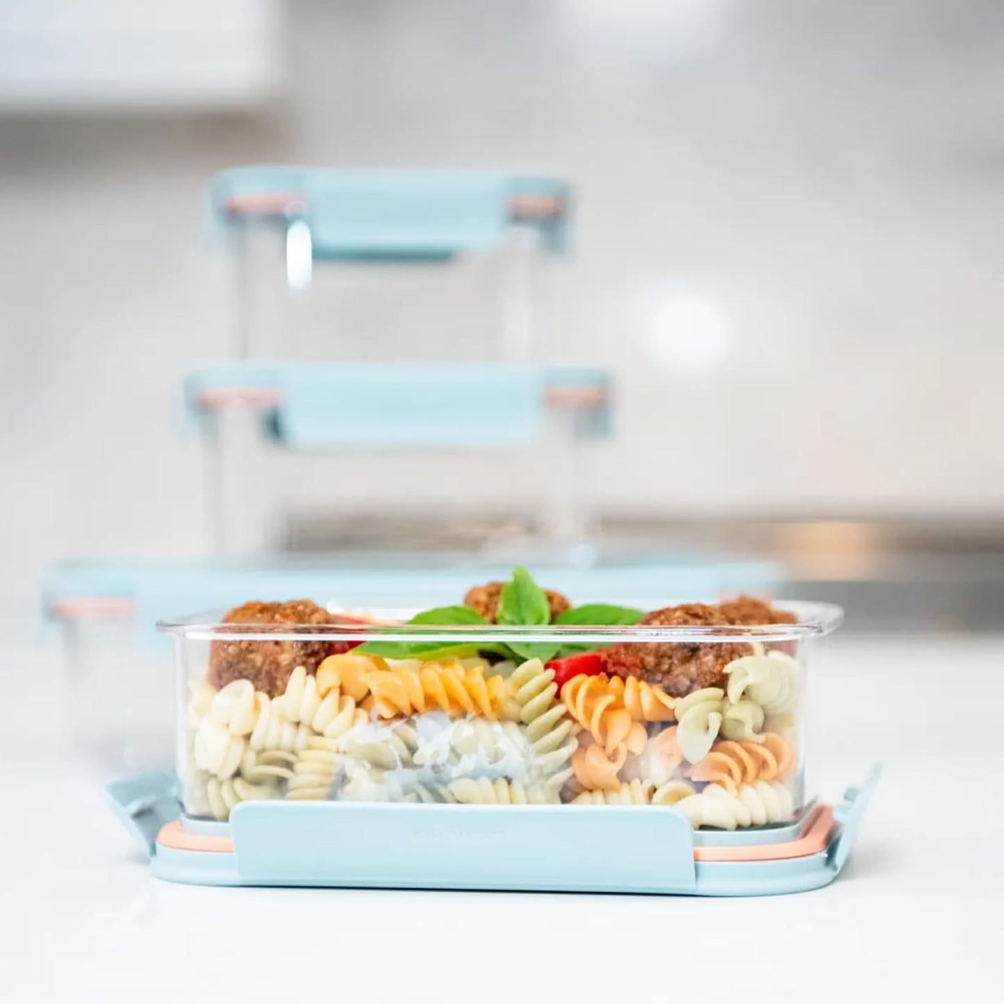 LocknLock LBF404RS5N Bisfree Modular Plus Food Storage Containers for Lunch, Meal Prep, Stackable, BPA-Free, Leakproof, Microwave, Dishwasher, Freezer-Safe, 10 Pieces, 5 Boxes and 5 Lids, Navy, 910ml