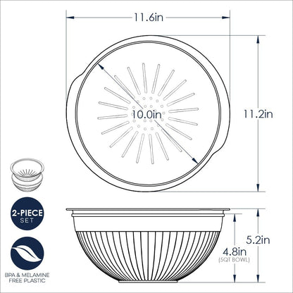 Nordic Ware 2-in-1 Colander Bowl Set, White and Sea Glass