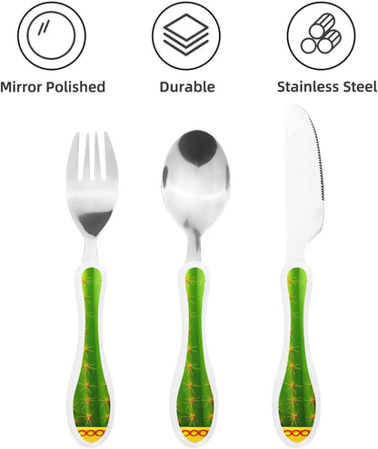 3-Piece Kids Silverware Set With Storage Case, Stainless Steel Reusable Children Safe Knife Spoon Fork Set Animal Cartoon Owls Cute Children Flatware Set For Kids Lunch Box