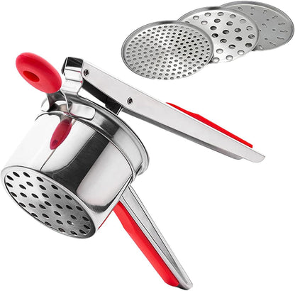 Stainless Steel Potato Ricer With 3 Discs, Heavy Duty Potato Ricer for Mashed Potatoes, Large Capacity Potatoes Masher and Rice-r Kitchen Tool(COLOR:Red)