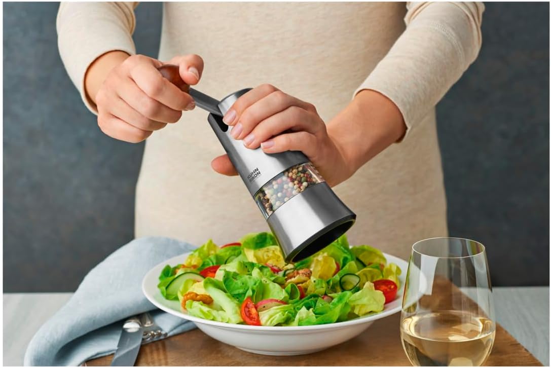 Kuhn Rikon Adjustable Ratchet Grinder with Ceramic Mechanism for Salt, Pepper and Spices, 8.5 x 2.25 inches, Black