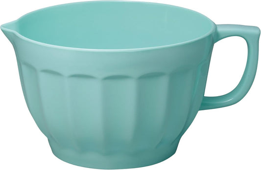 UP 4.3 Quart Latte Style Melamine Batter Bowl with Pour Spout and Handle, Professional Mixing Bowl with Non-Slip Base, Ideal for Pancake and Cake Batter, 11.5 x 8.75 Inch, Mint Blue
