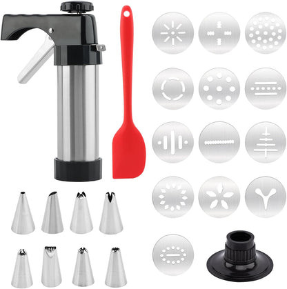 Cookie Press Gun Kit Stainless Steel Spritz Cookie Press Kit