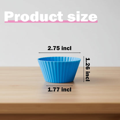 Reusable Silicone Cupcake Liners BPA Free Silicone Muffin Cups for Baking, Oven Microwave Air Fryer Safe, 2.75 x 1.7 x 1.2 Inches, Dishwasher Safe Baking Cups, 8 Rainbow Colors, 48 Pack